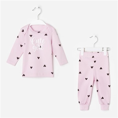Комплект: джемпер, брюки Крошка Я "Cute", розовый, рост 68-74 см