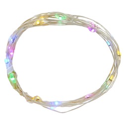 Электрогирлянда (20 разноцв LED, 1 реж свеч,серебр шнур, 1 W), L210 W0,1 H0,2 см, 2хАА