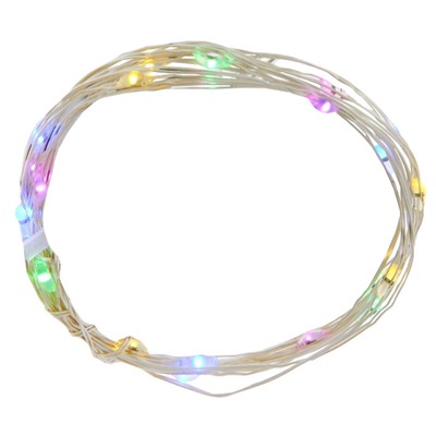 Электрогирлянда (20 разноцв LED, 1 реж свеч,серебр шнур, 1 W), L210 W0,1 H0,2 см, 2хАА