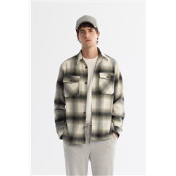 Классическая клетчатая шерстяная рубашка Khaki Classic