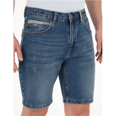 Blue Slim Fit Jean Shorts