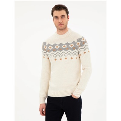 Ecru Slim Fit Half Fisherman Salline Knitwear Казах