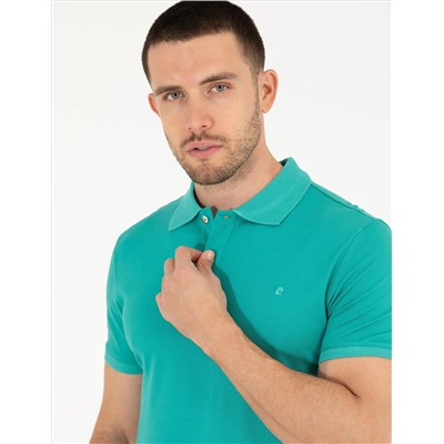 Зеленая слабая полоса Polo Yaka Mercerized T -For