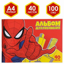 Альбом для рисования А4, 40 листов 100 г/м², на скрепке, «Человек-паук»