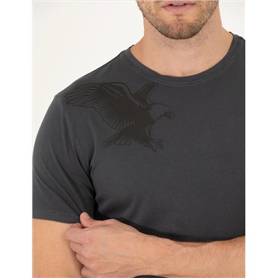 Black Slim Fit Kartal Printed Bike Bike T -For