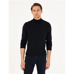 Navy Blue Slim Fit Half Fisherman воротник базовый трикотажный свитер