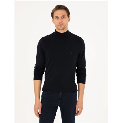 Navy Blue Slim Fit Half Fisherman воротник базовый трикотажный свитер