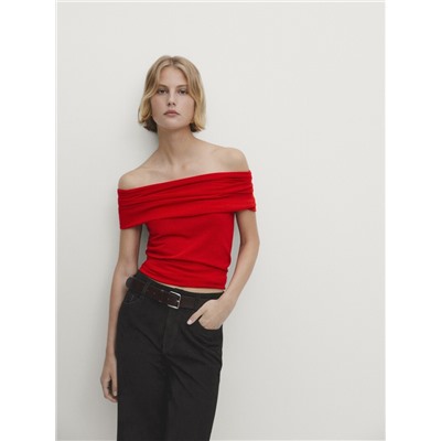 Knit top with draped detail