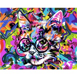 Картина по номерам на холсте ТРИ СОВЫ "Абстрактный кот", 40*50, с акриловыми красками и кистями