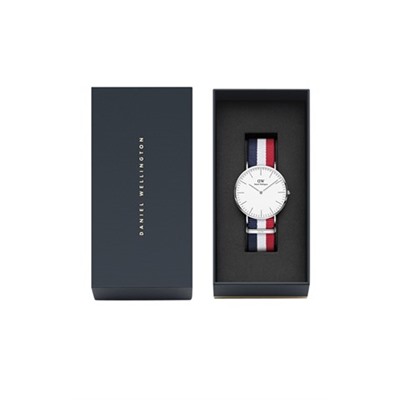 Reloj de cuarzo de poliéster Classic Cambridge - Rojo y plateado