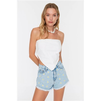 Blue Emelcodery Denim Beach Shorts TBESS22SR0392