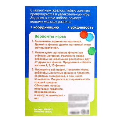 Магнитный жезл с заданиями «Лабиринты», фишки, задания, по методике Монтессори