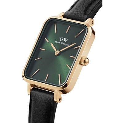 Reloj de cuarzo de piel y chapado en oro amarillo Quadro