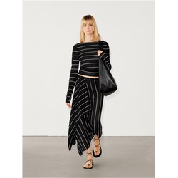 Striped knit co-ord T-shirt with long sleeves