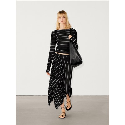 Striped knit co-ord T-shirt with long sleeves