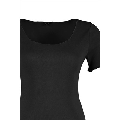 Черный валичный воротник вязание Blought Blouse TBBSS23BF00010