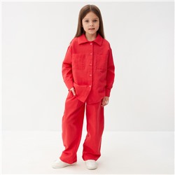 Костюм (рубашка и брюки) детский KAFTAN "Лен", размер 34 (122-128 см), красный