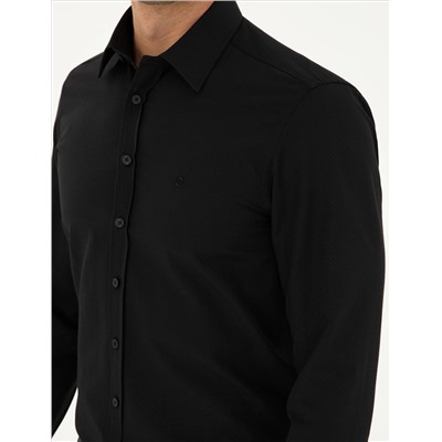 Black Slim Fit рубашка с длинным рукавом Amelor