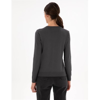 Anthracit Slim Fit Basic Sweater