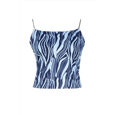 Blue Best Pattern The Clook Cront Blought Blouse TBBSS23AF00010