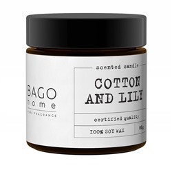 Хлопок и лилия BAGO home ароматическая свеча 88 г