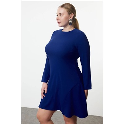 Saks Basic с длинным рукавом Скрытое мини -платье с большим размером TBBAW25AH00054