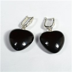 Серьги Сердце из янтаря 23*23мм цв.кофейный, 9г