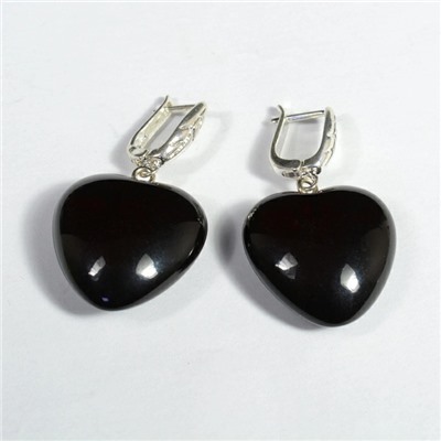 Серьги Сердце из янтаря 23*23мм цв.кофейный, 9г