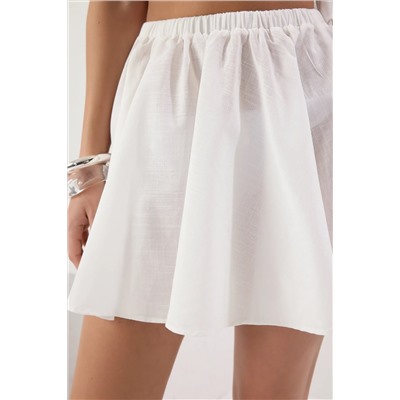 Ecru Plaving Shirring Detailmed Вымпеченный хлопковой блузку для блузки пляж Set Tbess25au00043