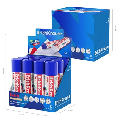 Клей-карандаш ErichKrause Extra, усиленный, 36г