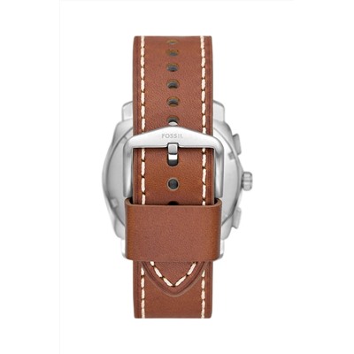 Reloj de cuarzo de piel - Cronógrafo - Marrón y plateado
