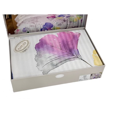 Постельное белье Карвен Stripe Satin с цветным принтом семейное N251-SB010 (7пр.) (Акция)