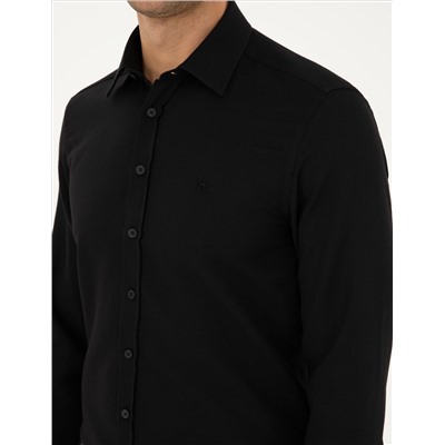 Black Slim Fit рубашка с длинным рукавом Amelor