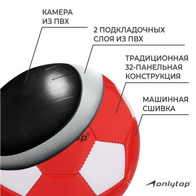 Футбольный мяч ONLYTOP, машинная сшивка, 32 панели, р. 2, EVA, цвет МИКС