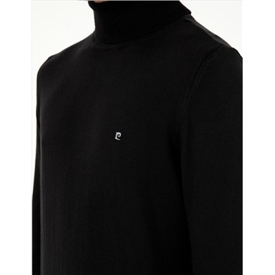 Black Slim Fit Fisherman воротниц Основной вязаный свитер