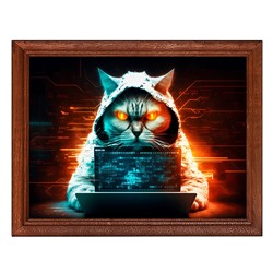 POSG-0313 Постер в рамке 23x17см Кот хакер