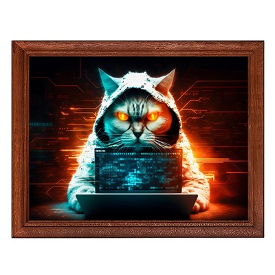 POSG-0313 Постер в рамке 23x17см Кот хакер