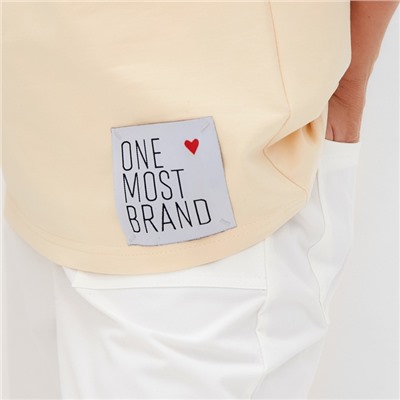 Футболка женская оверсайз MINAKU: One Most Brand цвет молочный, размер 46