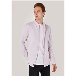 Slim Fit Рубашка шея плоская мужская бежевая рубашка с длинным рукавом