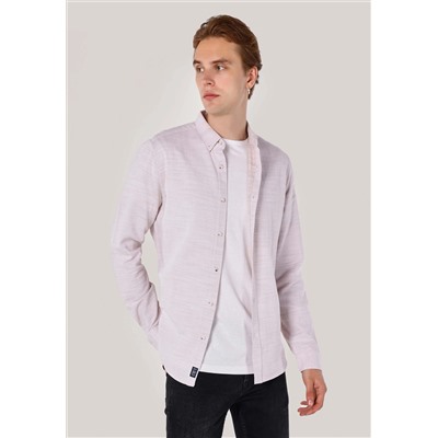 Slim Fit Рубашка шея плоская мужская бежевая рубашка с длинным рукавом