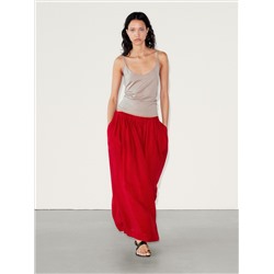 Falda larga maxi con ramio y lyocell