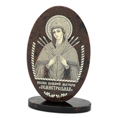 Икона из обсидиана "Семистрельная" выс. 10см (овал)