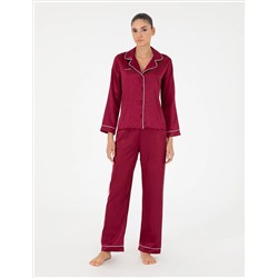 Bordeaux Satin Pajama Set