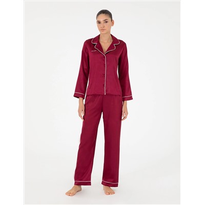 Bordeaux Satin Pajama Set