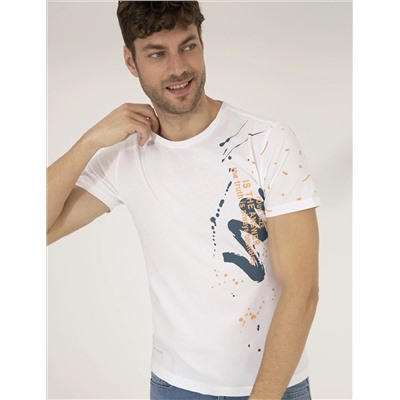 Ekru Slim Fit Printed Bike Bike T -For
