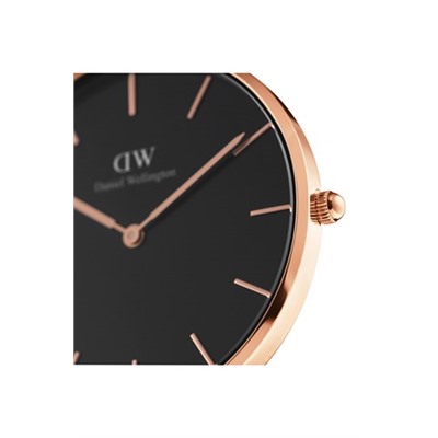 Reloj de cuarzo de piel Sheffield 28 mm - Negro y rosa dorado