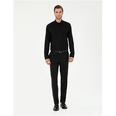 Black Slim Fit рубашка с длинным рукавом