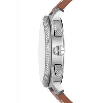Reloj de cuarzo de piel - Cronógrafo - Marrón y plateado