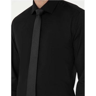 Черный бывший Slim Fit Основная рубашка с длинным рукавом