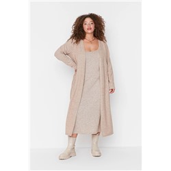 Beige Yumoş Cardigan-Elbise вязание 2 куска большого размера платье tbbaw23ah00004